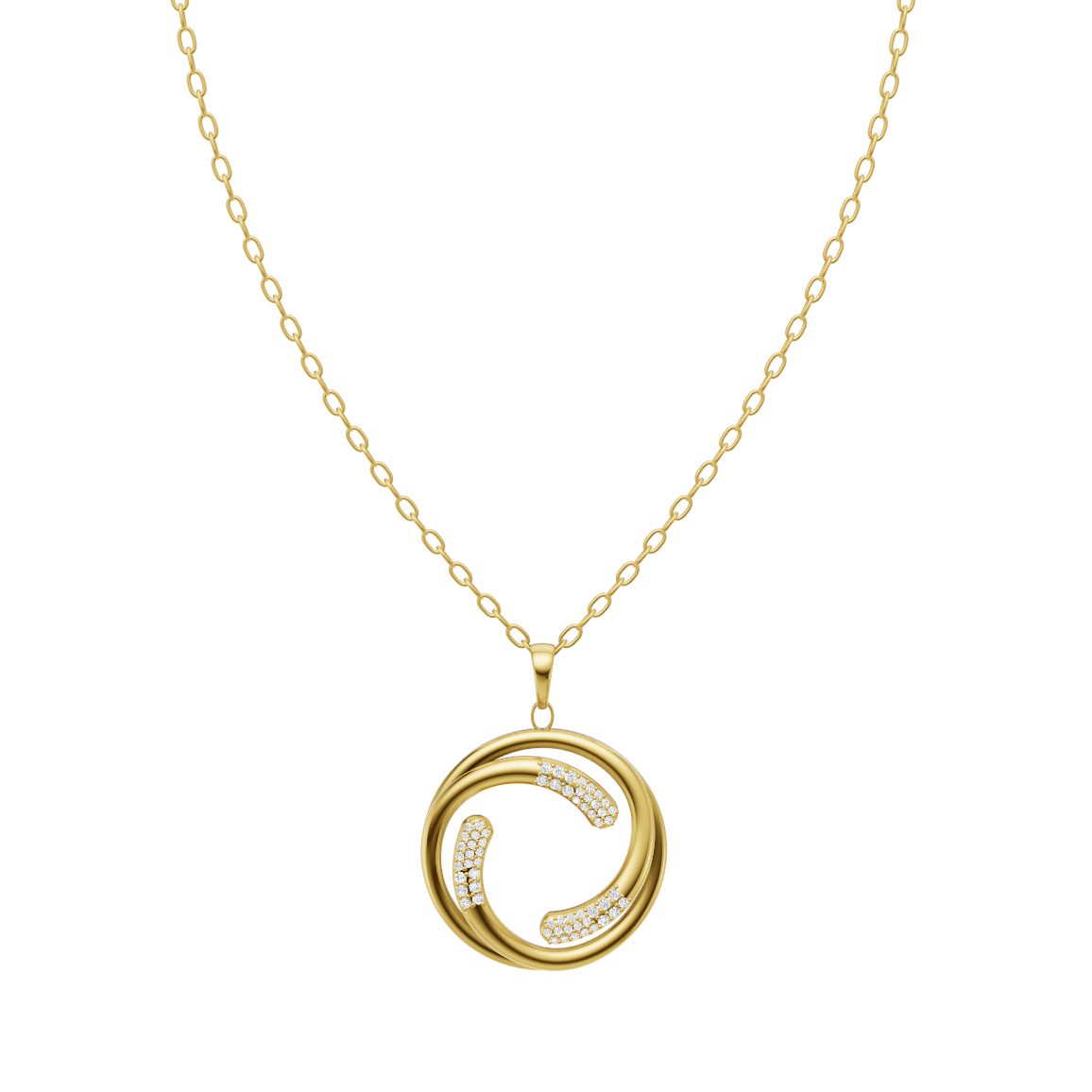 Lunelle Orbit Swirl Lab Grown Diamond Pendant Necklace in 10KT Gold