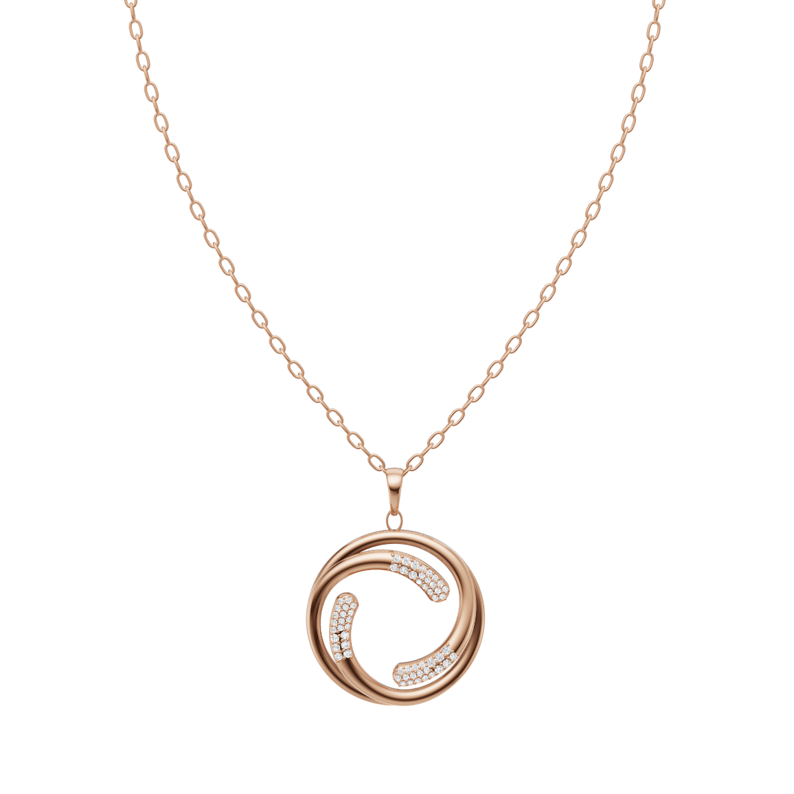Lunelle Orbit Swirl Lab Grown Diamond Pendant Necklace in 10KT Gold