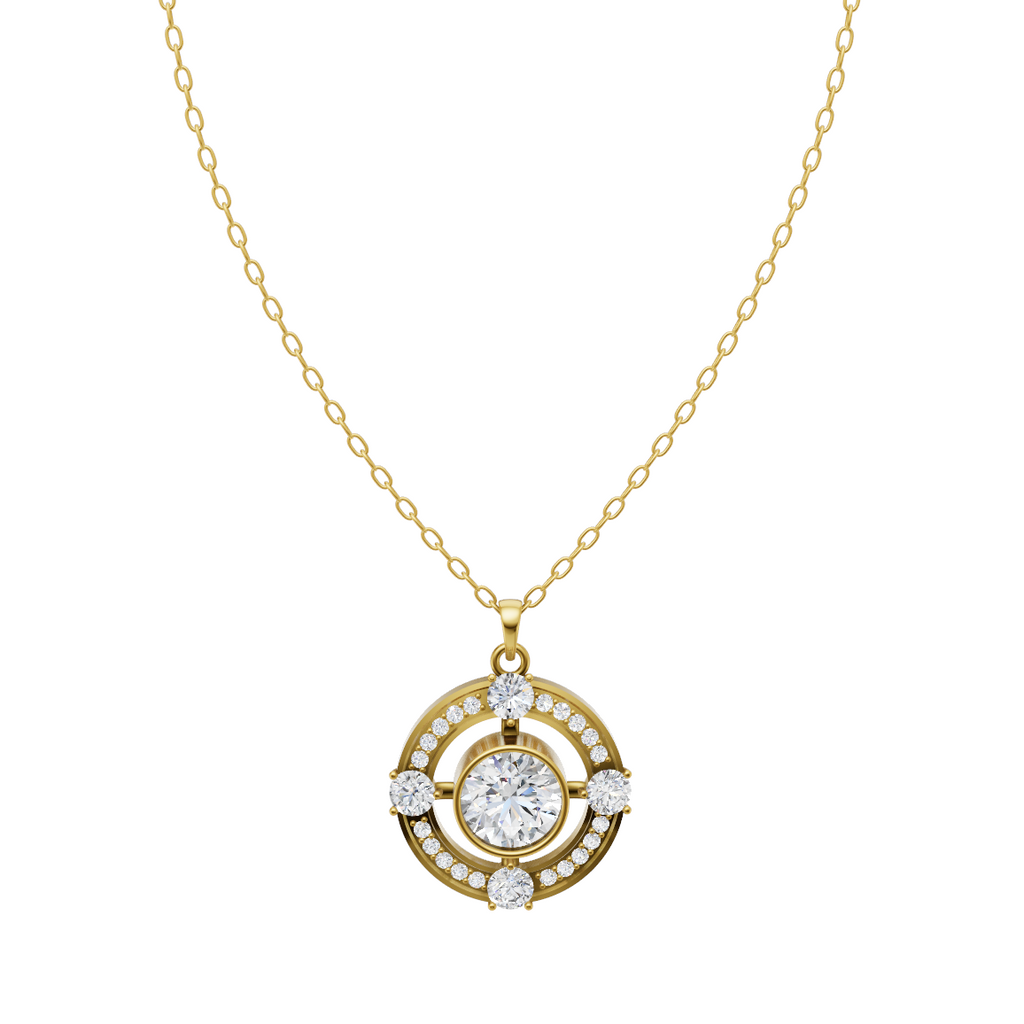 Open Circle Halo Pendant Necklace with Round Center Lab Created Stone