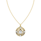 Open Circle Halo Pendant Necklace with Round Center Lab Created Stone