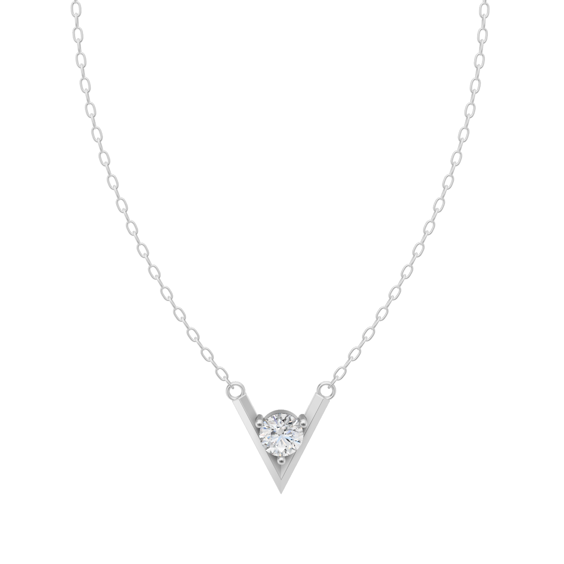 Geometric Women Pendant Necklace with Round Brilliant Cut Lab Grown Stone Accent