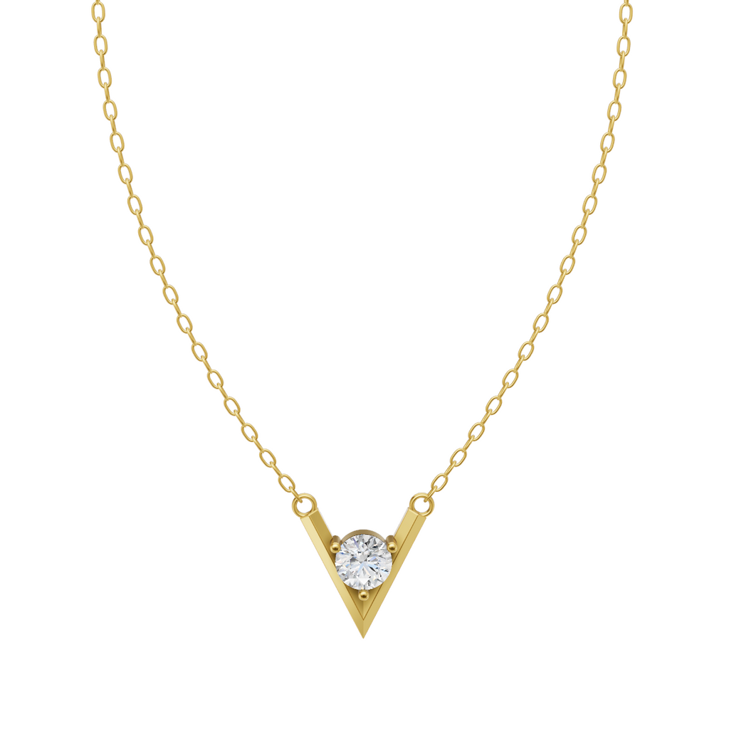 Geometric Women Pendant Necklace with Round Brilliant Cut Lab Grown Stone Accent