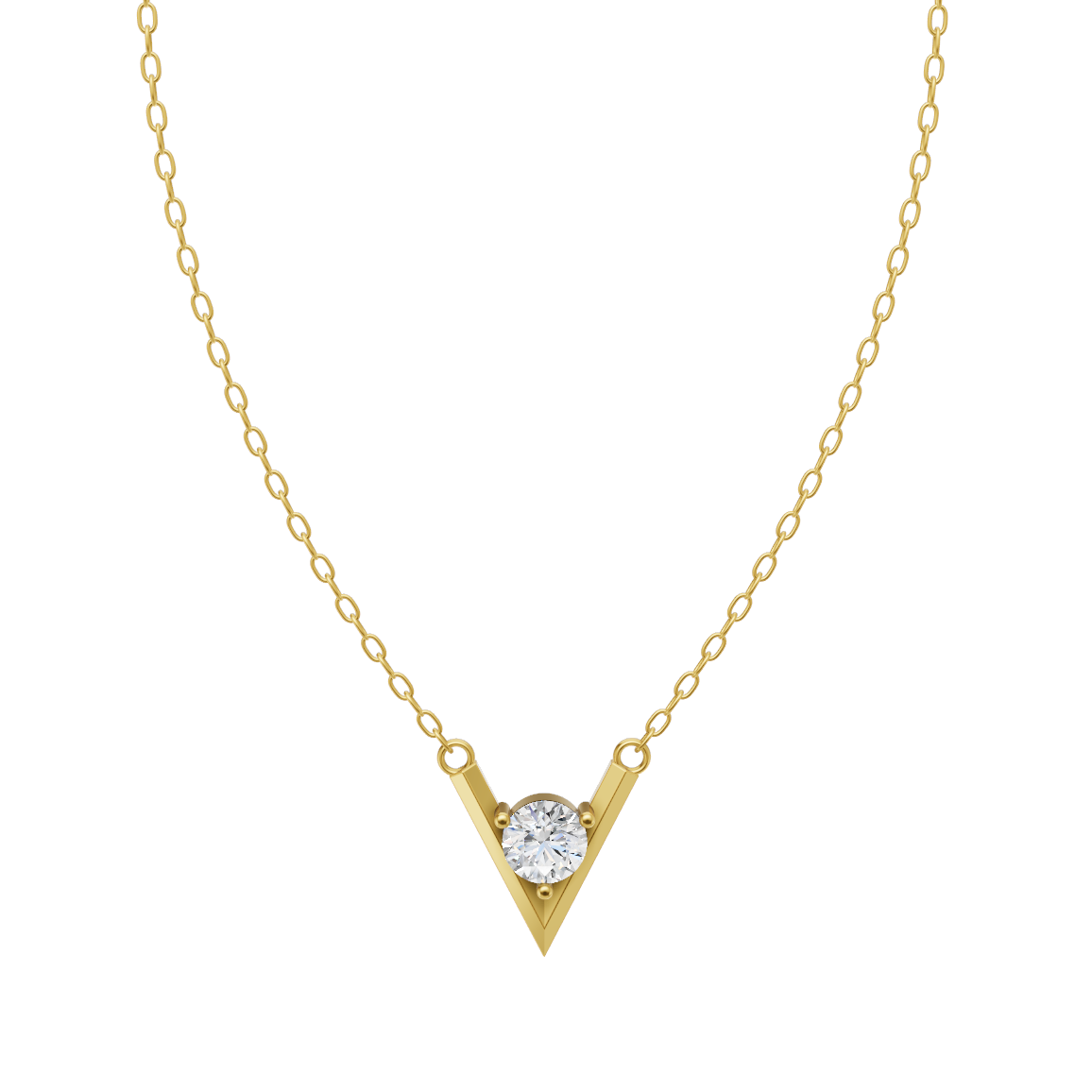 Geometric Women Pendant Necklace with Round Brilliant Cut Lab Grown Stone Accent