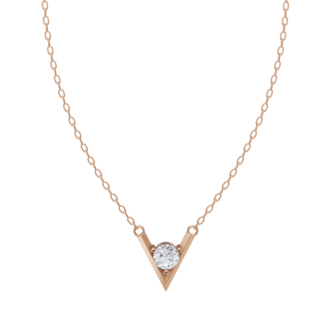 Geometric Women Pendant Necklace with Round Brilliant Cut Lab Grown Stone Accent