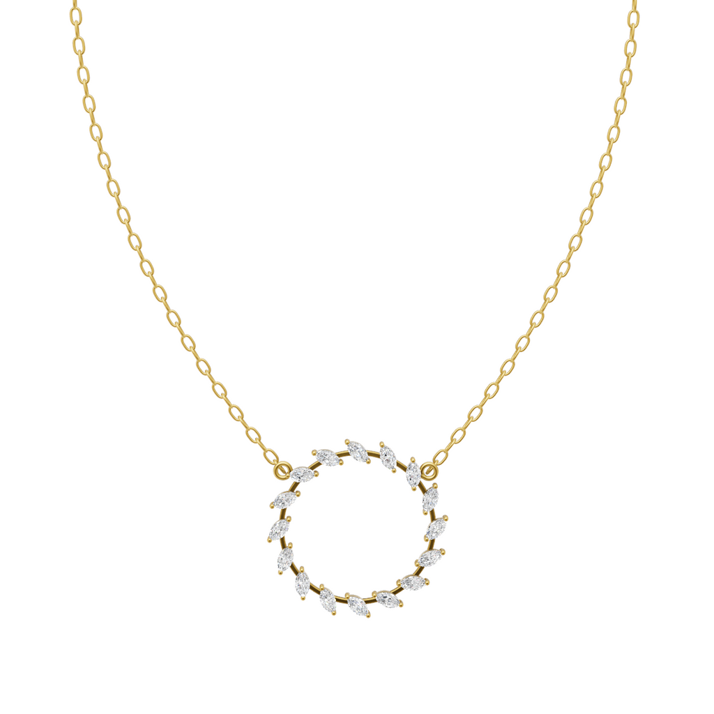 Aveline Laurel Halo Lab Created Diamond Pendant Necklace in Gold