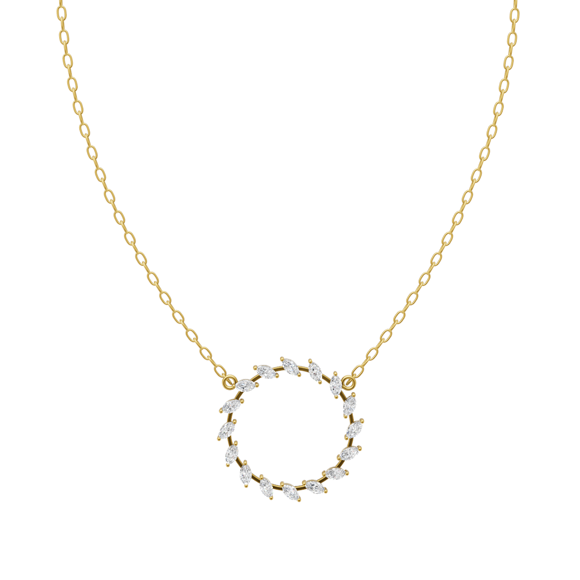 Aveline Laurel Halo Lab Created Diamond Pendant Necklace in Gold