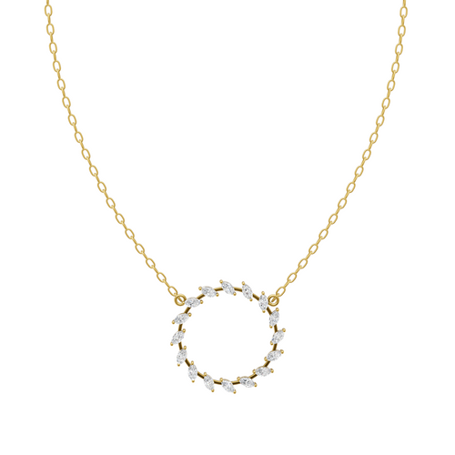 Aveline Laurel Halo Lab Created Diamond Pendant Necklace in Gold