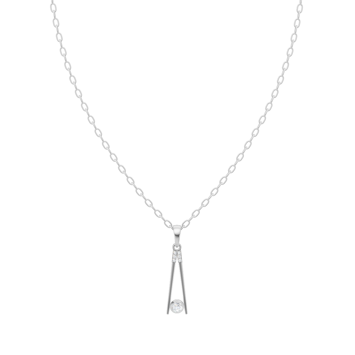 Contemporary Linear Drop Necklace with Round Brilliant Lab Created Stone