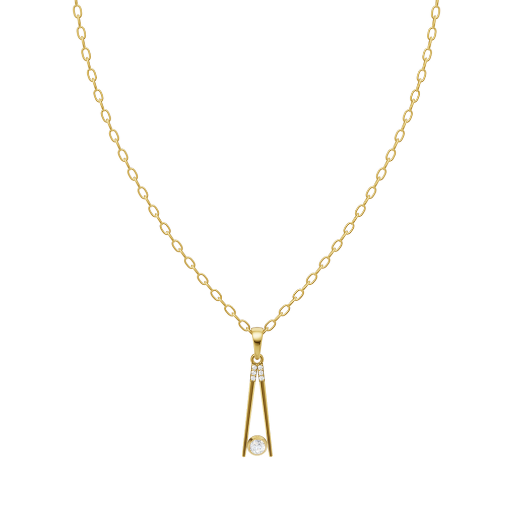 Contemporary Linear Drop Necklace with Round Brilliant Lab Created Stone