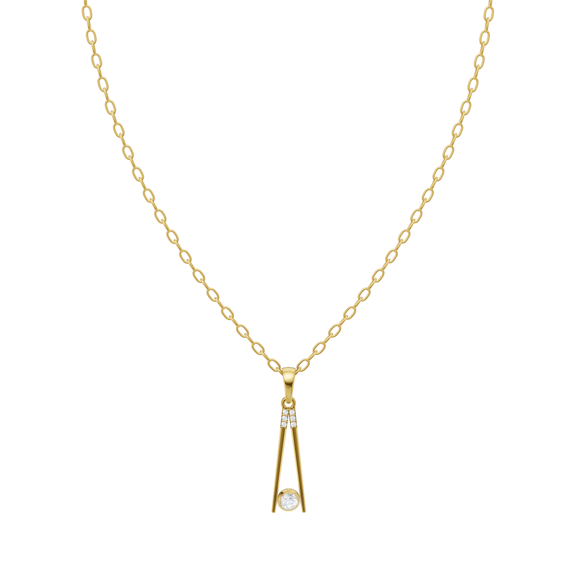 Contemporary Linear Drop Necklace with Round Brilliant Lab Created Stone