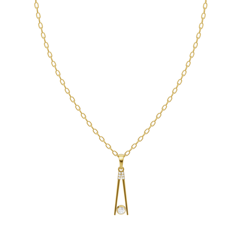 Contemporary Linear Drop Necklace with Round Brilliant Lab Created Stone