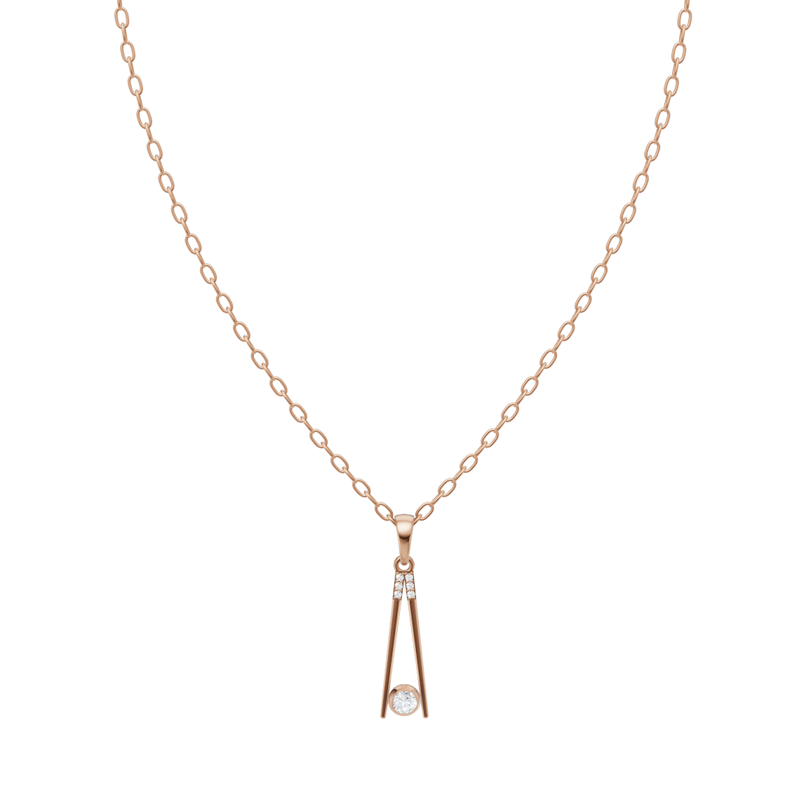 Contemporary Linear Drop Necklace with Round Brilliant Lab Created Stone