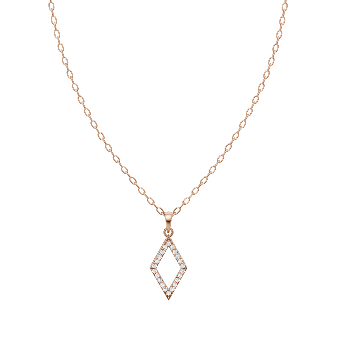 Elegant Geometric Pave Pendant Necklace in 10 or 14 or 18K Gold Tone