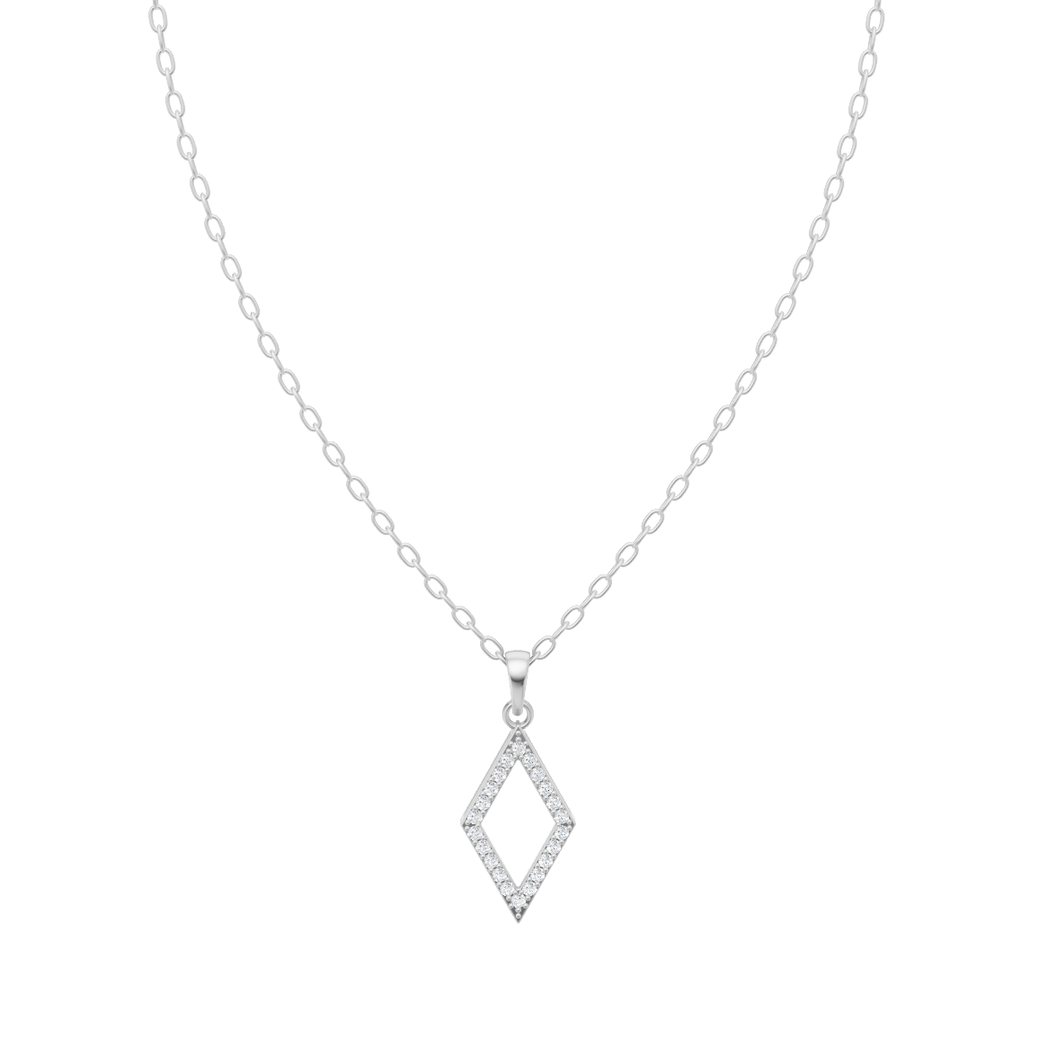 Elegant Geometric Pave Pendant Necklace in 10 or 14 or 18K Gold Tone