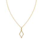 Elegant Geometric Pave Pendant Necklace in 10 or 14 or 18K Gold Tone