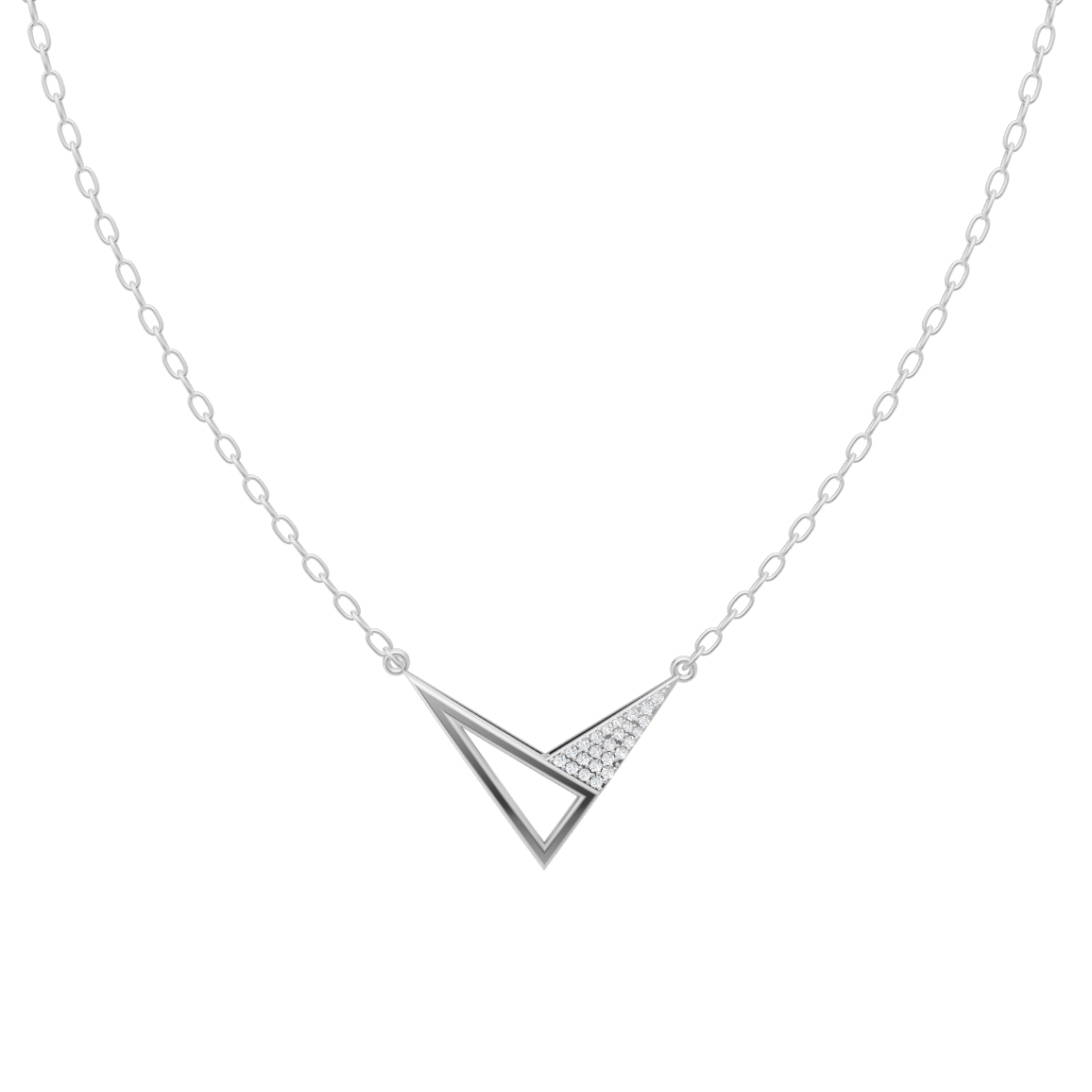 Aurevine Pave Chevron Lab Grown Diamond Pendant Necklace for Women