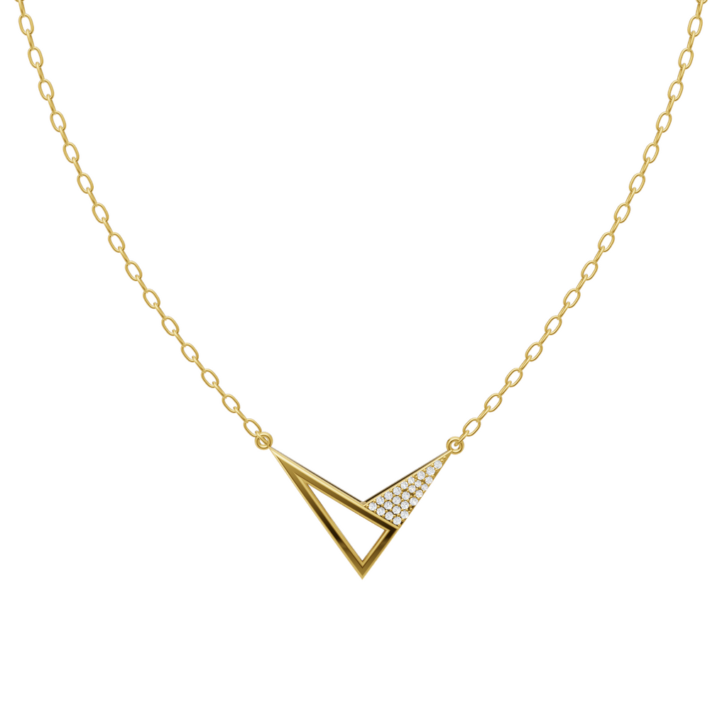 Aurevine Pave Chevron Lab Grown Diamond Pendant Necklace for Women