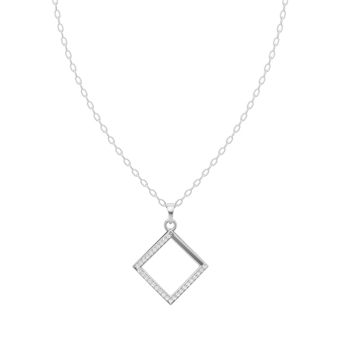Seralune Pave Diamond Frame Pendant Necklace with Brilliant Lab Grown Diamonds