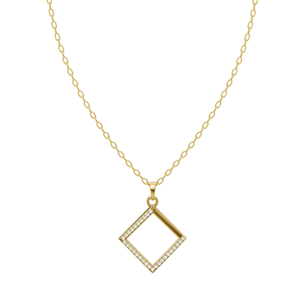 Seralune Pave Diamond Frame Pendant Necklace with Brilliant Lab Grown Diamonds