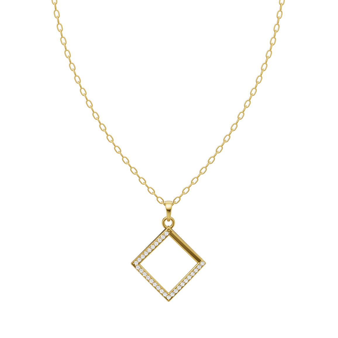 Seralune Pave Diamond Frame Pendant Necklace with Brilliant Lab Grown Diamonds