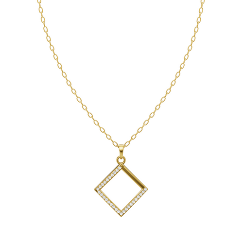 Seralune Pave Diamond Frame Pendant Necklace with Brilliant Lab Grown Diamonds