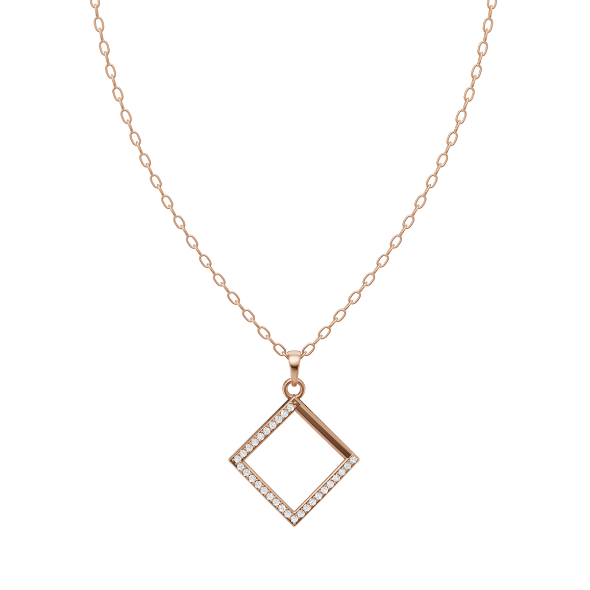 Seralune Pave Diamond Frame Pendant Necklace with Brilliant Lab Grown Diamonds