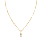 Sparkle Pear Shape Frame Necklace with Solitaire Lab Created Stone & Bezel Setting