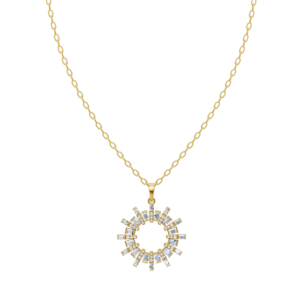 Celestial Radiant Circle Lab Created Diamond Pendant Necklace for Elegant Everyday Wear