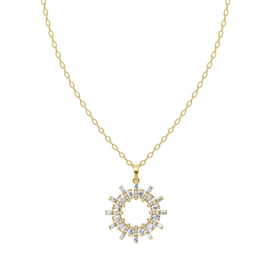Celestial Radiant Circle Lab Created Diamond Pendant Necklace for Elegant Everyday Wear