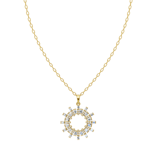 Celestial Radiant Circle Lab Created Diamond Pendant Necklace for Elegant Everyday Wear