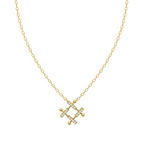 Modern Architectural Lattice Pendant Necklace with Round Brilliant Lab Created Stones