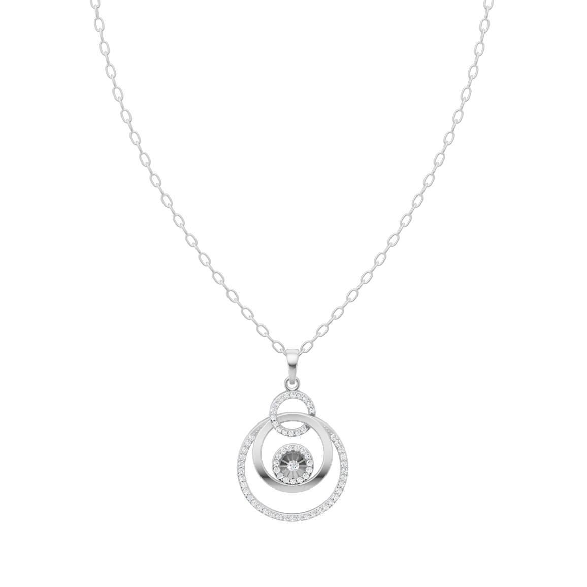 Étoile Orbit Halo Pendant Necklace in White or Yellow or Rose Gold Tone
