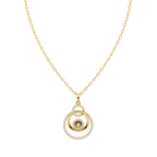 Étoile Orbit Halo Pendant Necklace in White or Yellow or Rose Gold Tone