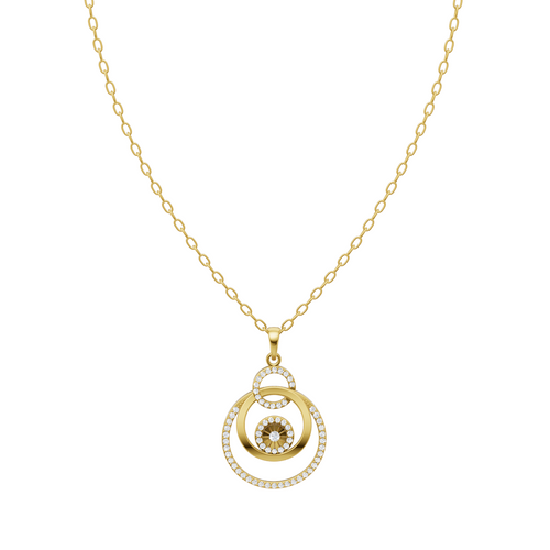 Étoile Orbit Halo Pendant Necklace in White or Yellow or Rose Gold Tone