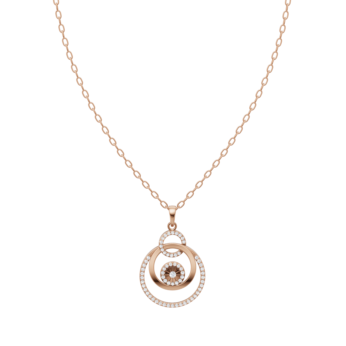 Étoile Orbit Halo Pendant Necklace in White or Yellow or Rose Gold Tone