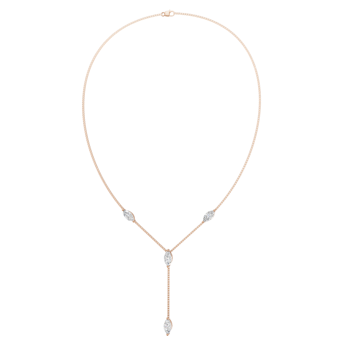 Premium Marquise Cut Station Y-Necklace in Gold with Lab Created Diamonds