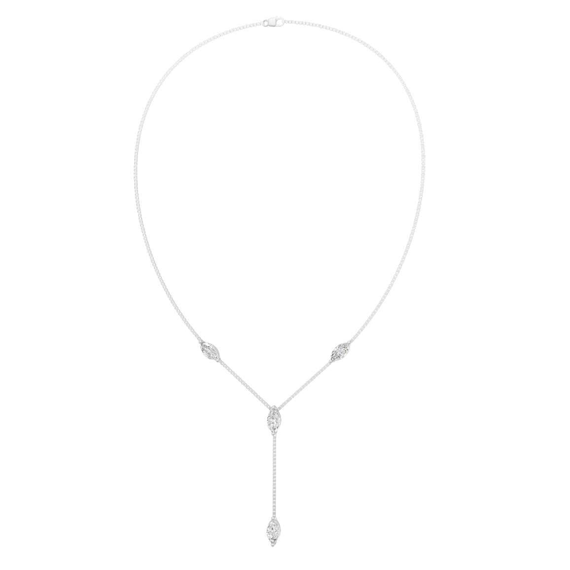 Premium Marquise Cut Station Y-Necklace in Gold with Lab Created Diamonds