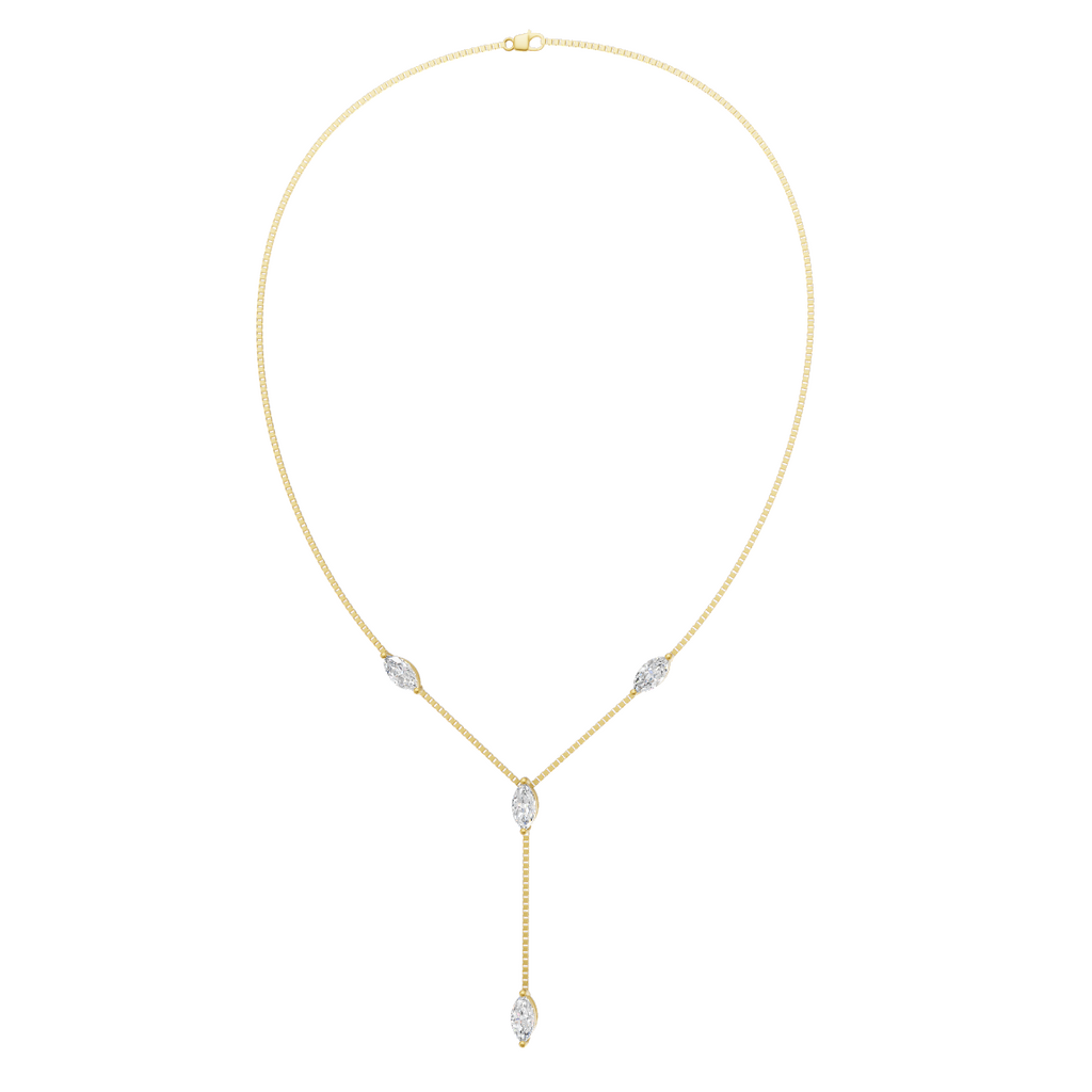 Premium Marquise Cut Station Y-Necklace in Gold with Lab Created Diamonds