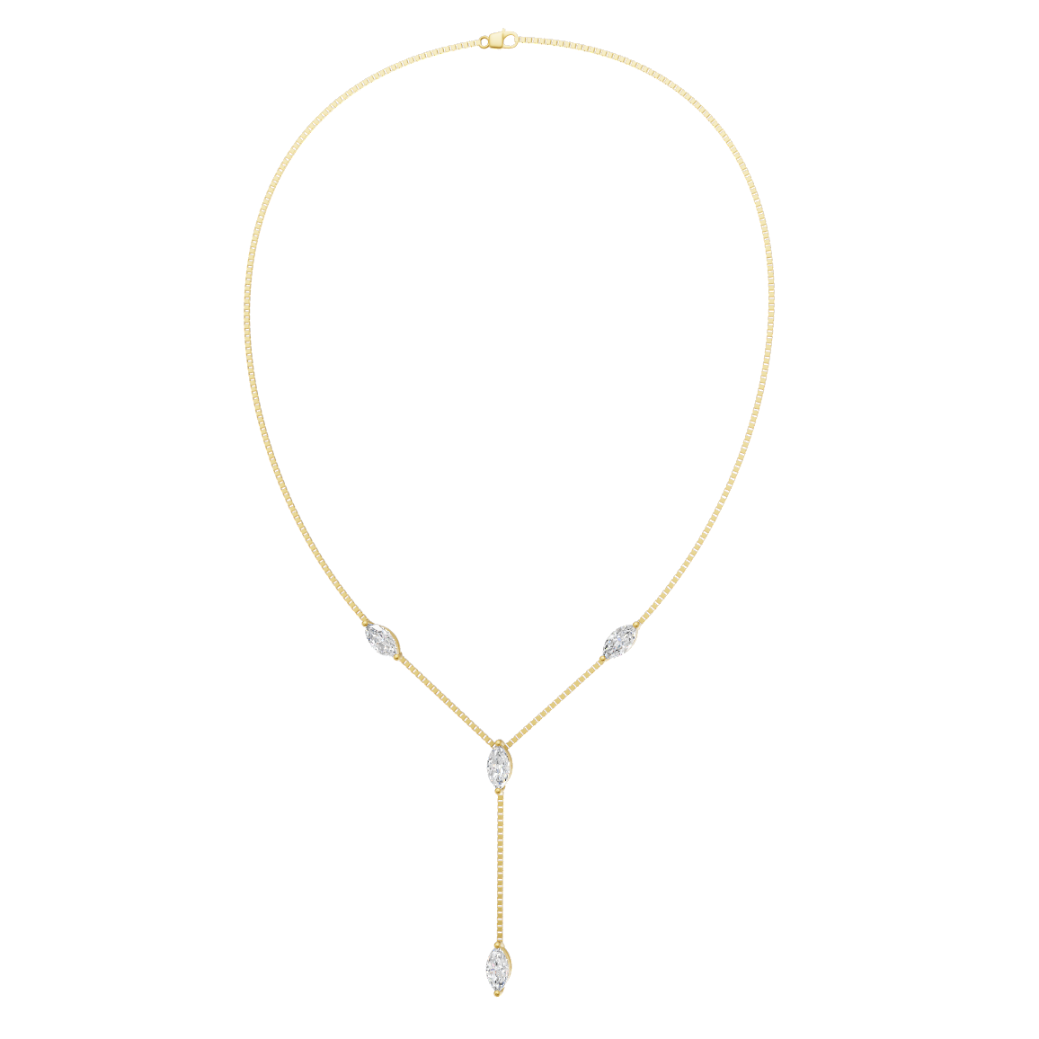 Premium Marquise Cut Station Y-Necklace in Gold with Lab Created Diamonds