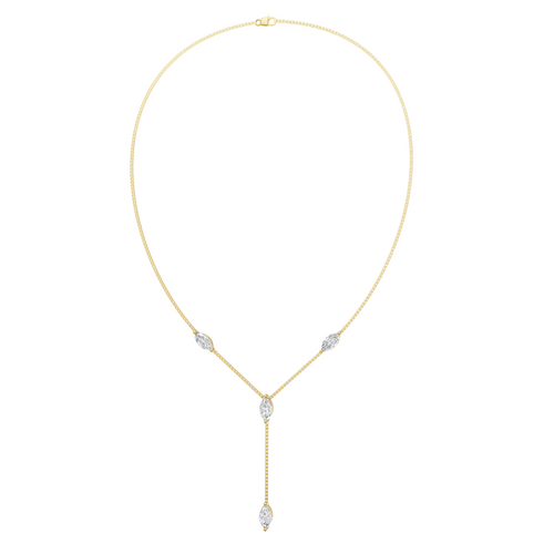 Premium Marquise Cut Station Y-Necklace in Gold with Lab Created Diamonds