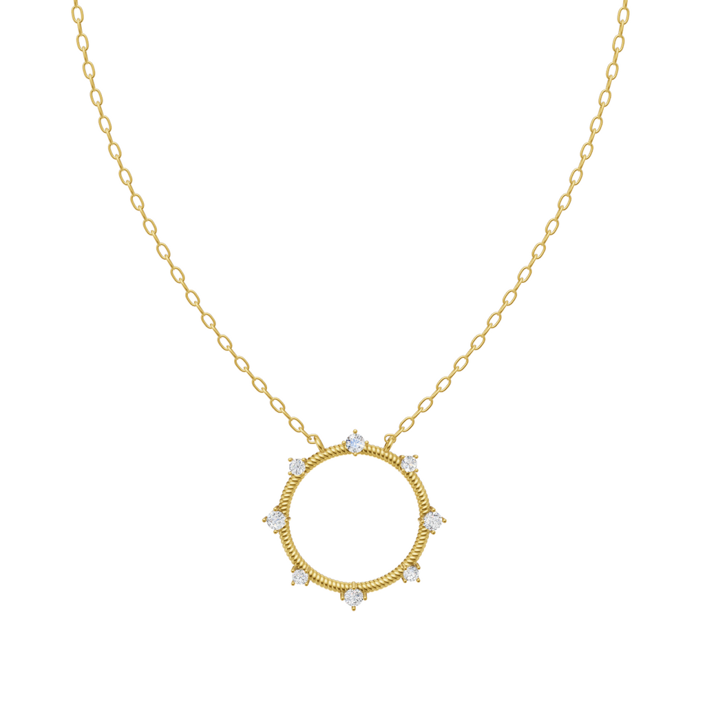 Modern Halo Lab Created Diamonds Pendant Necklace with Star-Inspired Sparkle
