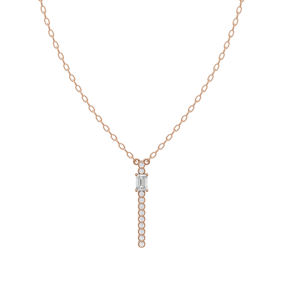 Aurelia Emerald Line Drop Lab Created Diamond Necklace for Anniversary Gift