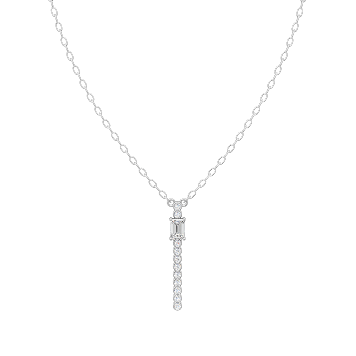 Aurelia Emerald Line Drop Lab Created Diamond Necklace for Anniversary Gift