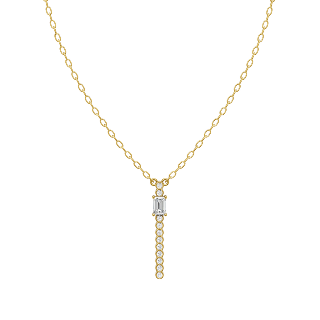 Aurelia Emerald Line Drop Lab Created Diamond Necklace for Anniversary Gift
