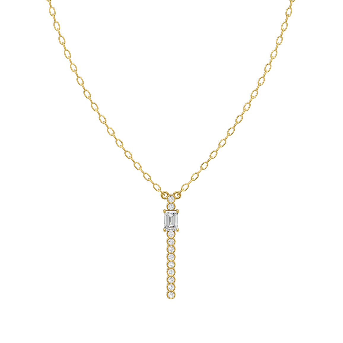 Aurelia Emerald Line Drop Lab Created Diamond Necklace for Anniversary Gift