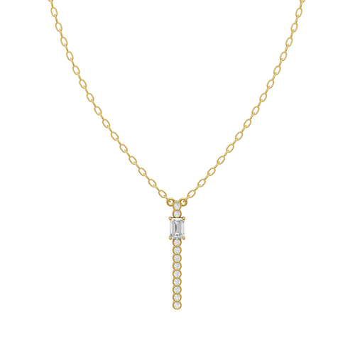 Aurelia Emerald Line Drop Lab Created Diamond Necklace for Anniversary Gift