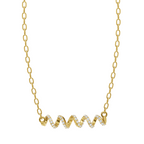 Seraphine Wave Ribbon Necklace in 10 or 14 or 18K Gold with Brilliant Lab Created Diamonds