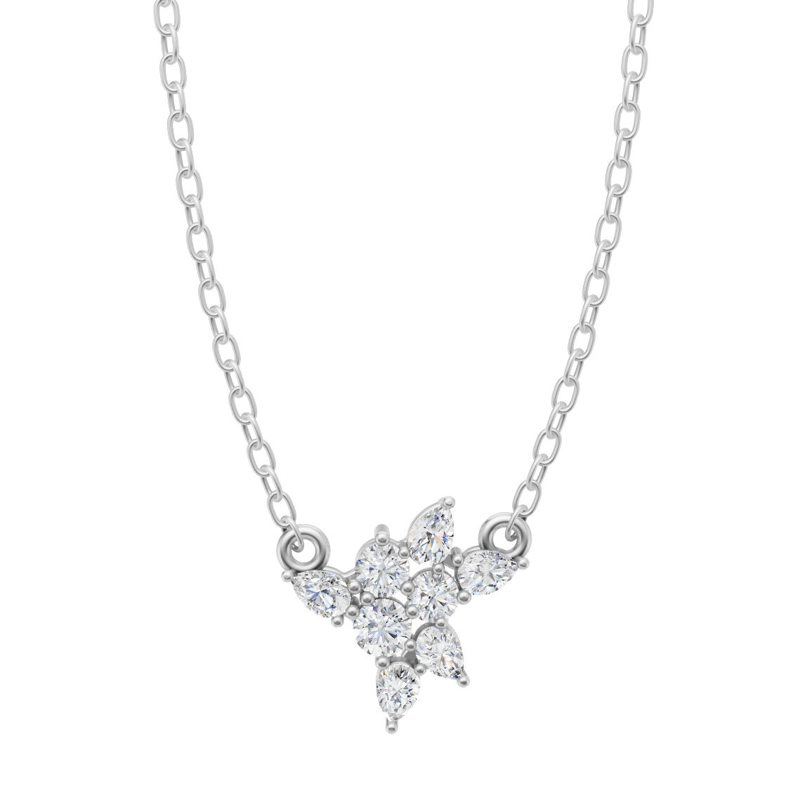 Celestine Cluster Pendant Necklace with Round Brilliant Lab Grown Diamonds
