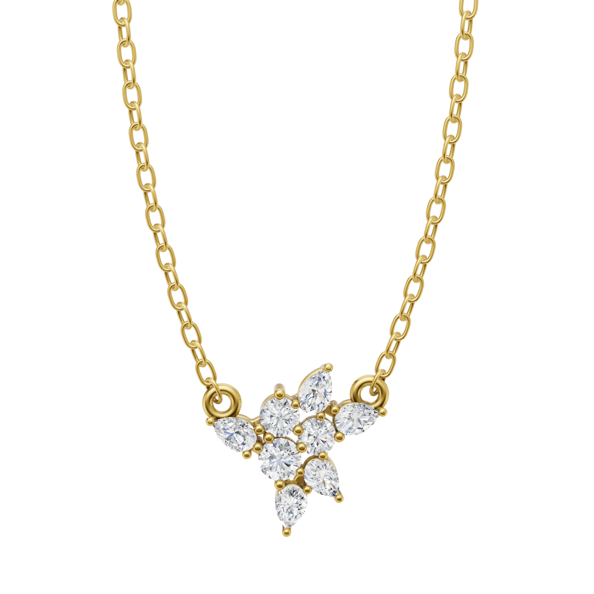 Celestine Cluster Pendant Necklace with Round Brilliant Lab Grown Diamonds