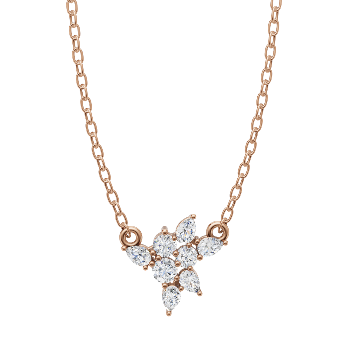 Celestine Cluster Pendant Necklace with Round Brilliant Lab Grown Diamonds